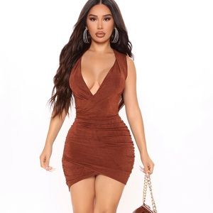 NEW FASHIONNOVA BROWN MINI DRESS